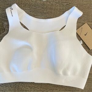 Nike White swoosh high support Sports Bra